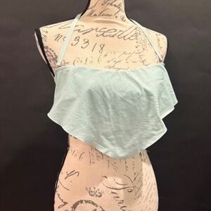 Gianni Bini Size Medium RUFFLE BANDEAU Scuba Green New Bikini Top Swimwear